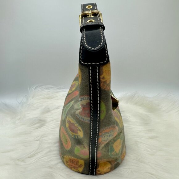 💰SALE💰 Dooney & Bourke Y2K Multi-Color Logo Circles Canvas Hobo Shoulder Bag - Picture 4 of 16